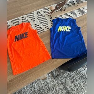 Nike Kids Sleeveless Tops - neon Orange and Blue tank top muscle tees set small
